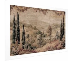 Artgeist Plakatas - Mediterranean Landscape - Old Tapestry with a Hill and Lake