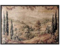 Artgeist Plakatas - Mediterranean Landscape - Old Tapestry with a Hill and Lake