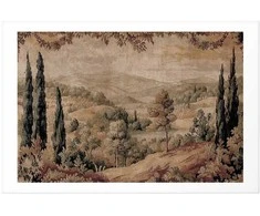 Artgeist Plakatas - Mediterranean Landscape - Old Tapestry with a Hill and Lake