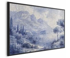 Artgeist Plakatas - Mėlyna Bay - Italian Landscape of Lake Como Painted in Mėlyna Ink