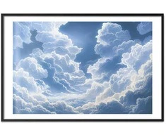 Artgeist Plakatas - Mėlyna Sky Breaking Through Baltas, Fluffy Clouds