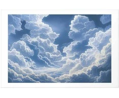Artgeist Plakatas - Mėlyna Sky Breaking Through Baltas, Fluffy Clouds