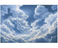 Artgeist Plakatas - Mėlyna Sky Breaking Through Baltas, Fluffy Clouds
