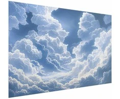 Artgeist Plakatas - Mėlyna Sky Breaking Through Baltas, Fluffy Clouds