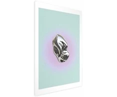 Artgeist Plakatas - Metallic Form - abstract sculpture on a mint background with a violetinė halo