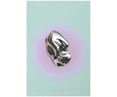 Artgeist Plakatas - Metallic Form - abstract sculpture on a mint background with a violetinė halo