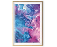 Artgeist Plakatas - Night Flows - abstract waves in shades of mėlynas and violetinė