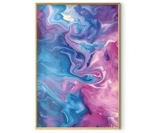 Artgeist Plakatas - Night Flows - abstract waves in shades of mėlynas and violetinė