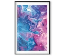 Artgeist Plakatas - Night Flows - abstract waves in shades of mėlynas and violetinė