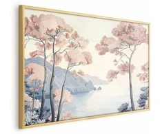 Artgeist Plakatas - Ocean Cliffs and Trees; Delicate Motif in Pastel Colors