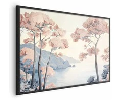 Artgeist Plakatas - Ocean Cliffs and Trees; Delicate Motif in Pastel Colors