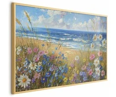 Artgeist Plakatas - Seascape – wildflowers and a view of the rough sea