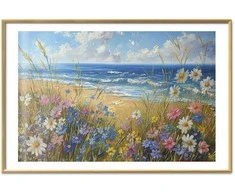 Artgeist Plakatas - Seascape – wildflowers and a view of the rough sea