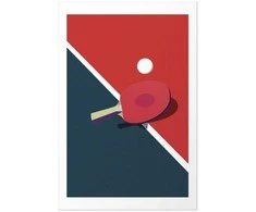 Artgeist Plakatas - Table Tennis - Ball and Racket on a Table