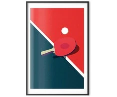 Artgeist Plakatas - Table Tennis - Ball and Racket on a Table