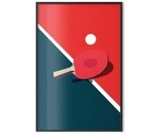 Artgeist Plakatas - Table Tennis - Ball and Racket on a Table