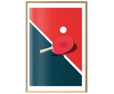 Artgeist Plakatas - Table Tennis - Ball and Racket on a Table