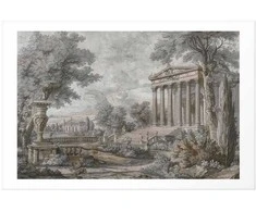 Artgeist Plakatas - Temple on the Hill - Greek Architecture in Muted Tones