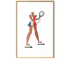 Artgeist Plakatas - Tennis Player with a Racket on a Baltas Background - Illustration