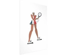 Artgeist Plakatas - Tennis Player with a Racket on a Baltas Background - Illustration