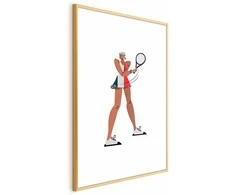 Artgeist Plakatas - Tennis Player with a Racket on a Baltas Background - Illustration
