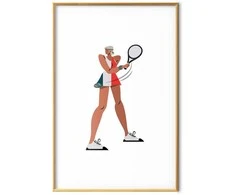 Artgeist Plakatas - Tennis Player with a Racket on a Baltas Background - Illustration