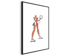 Artgeist Plakatas - Tennis Player with a Racket on a Baltas Background - Illustration