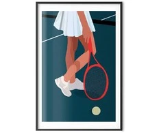 Artgeist Plakatas - Tennis Player with a Raudona Racket on the Court - Illustration