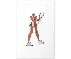 Artgeist Plakatas - Tennis Player with a Racket on a Baltas Background - Illustration