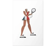 Artgeist Plakatas - Tennis Player with a Racket on a Baltas Background - Illustration