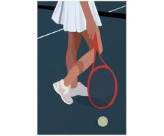 Artgeist Plakatas - Tennis Player with a Raudona Racket on the Court - Illustration