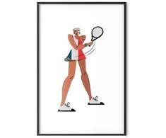 Artgeist Plakatas - Tennis Player with a Racket on a Baltas Background - Illustration