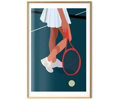 Artgeist Plakatas - Tennis Player with a Raudona Racket on the Court - Illustration