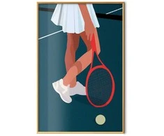 Artgeist Plakatas - Tennis Player with a Raudona Racket on the Court - Illustration