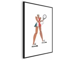 Artgeist Plakatas - Tennis Player with a Racket on a Baltas Background - Illustration