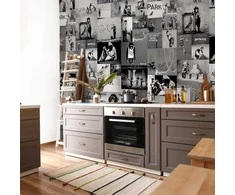 Artgeist Tapetas - Banksy - pilkas collage