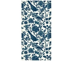 Artgeist Tapetas - Birds and roses - monochrome mėlynas pattern with botanical motif