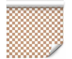 Artgeist Tapetas - Checkerboard Pattern - Brown-Baltas Grid with a Subtle Noise