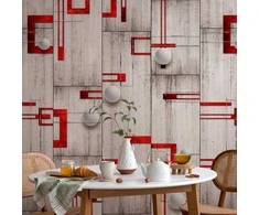 Artgeist Tapetas - Concrete, red frames and baltas knobs