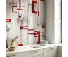 Artgeist Tapetas - Concrete, red frames and baltas knobs
