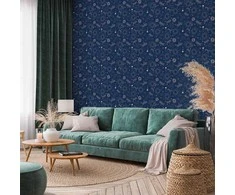 Artgeist Tapetas - Cosmic Fantasy - Pattern with Suns - Moons - and Dragonflies on a Dark Background.