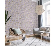 Artgeist Tapetas - Cute Creamy Little Flowers - Small flowers with creamy - wind-blown petals on a mėlynas background.
