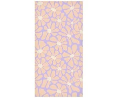 Artgeist Tapetas - Cute Light-rusvai gelsvas Little Flowers - Small flowers with beige - undulating petals on a mėlynas background.