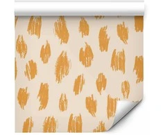 Artgeist Tapetas - Drawn Pattern in Dots and Spots - in shades of oranžinis and ecru.