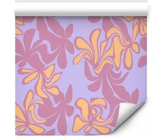 Artgeist Tapetas - Exotic - Two-Tone Flowers - Flowers in violetinė and oranžinis on a mėlynas background.