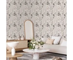 Artgeist Tapetas - Flowers and herbs in warm greys