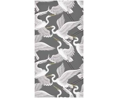 Artgeist Tapetas - Flying birds – a delicate pattern of baltas and pilkas herons on a pilkas background