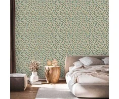 Artgeist Tapetas - Giraffe Pattern - animal pattern in turquoise spots on a light background.