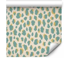 Artgeist Tapetas - Giraffe Pattern - animal pattern in turquoise spots on a light background.