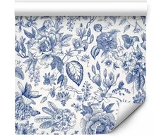 Artgeist Tapetas - Illustration with mėlynas flowers